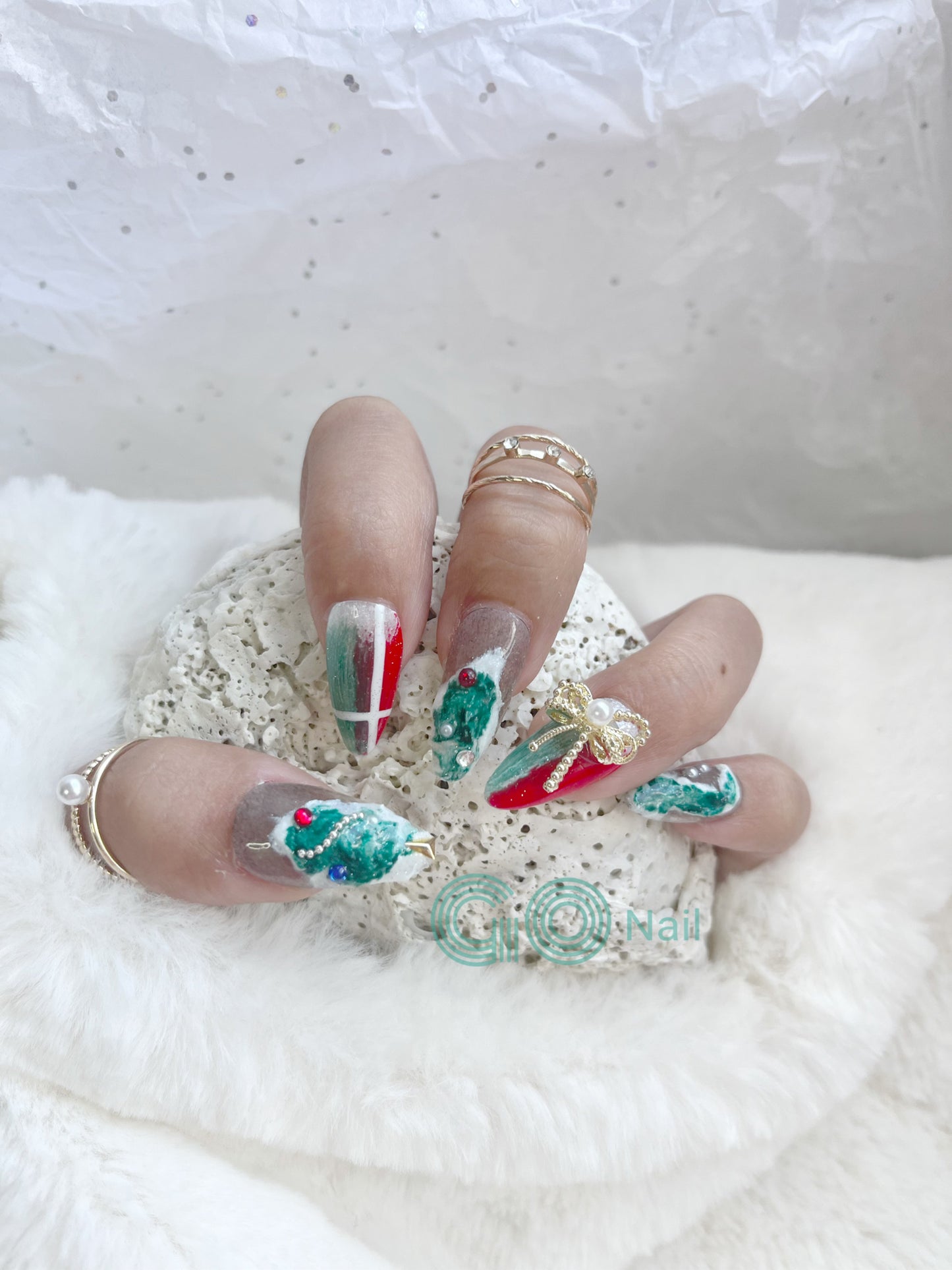Christmas wind chimes press on nails