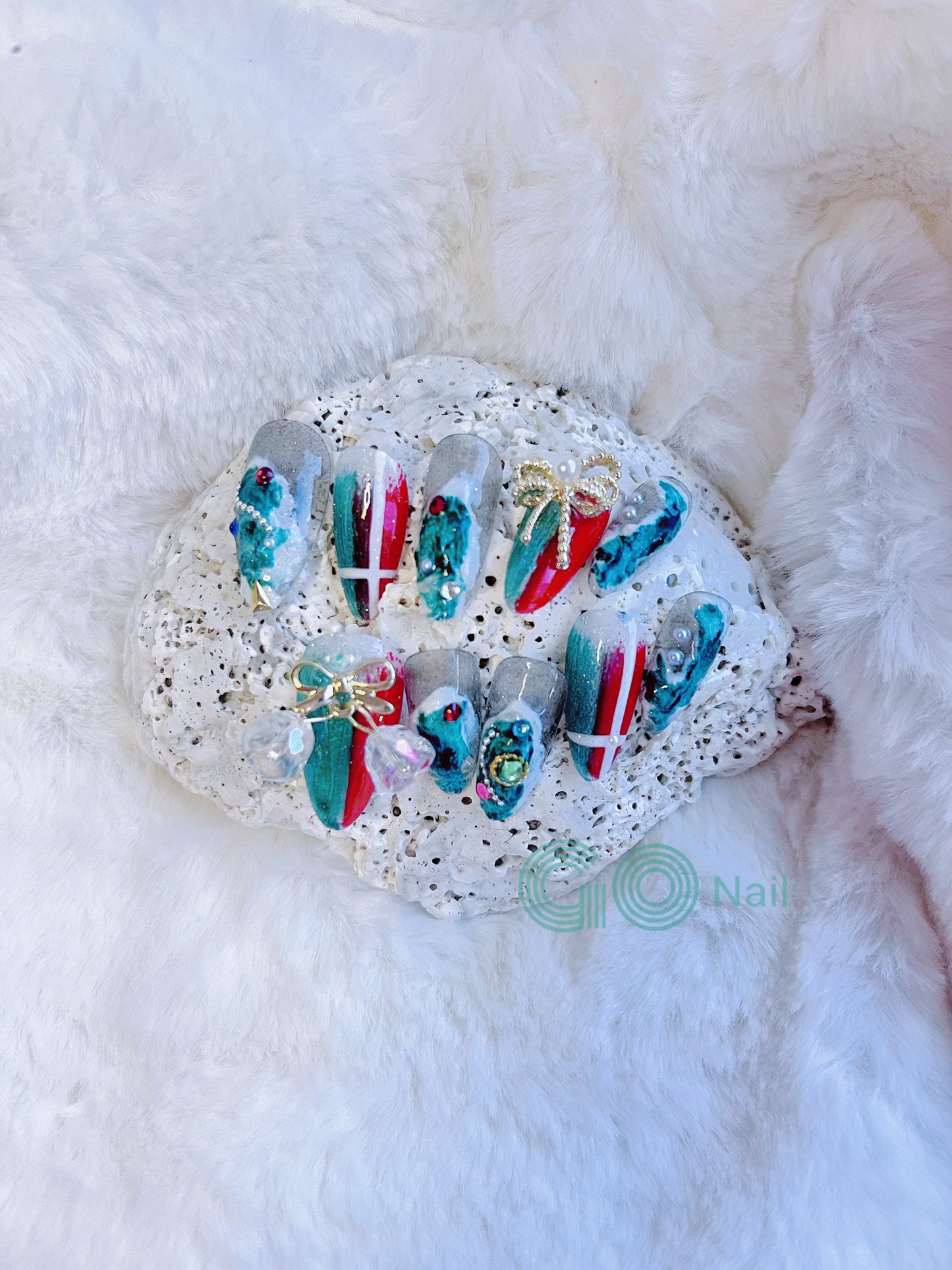 Christmas wind chimes press on nails