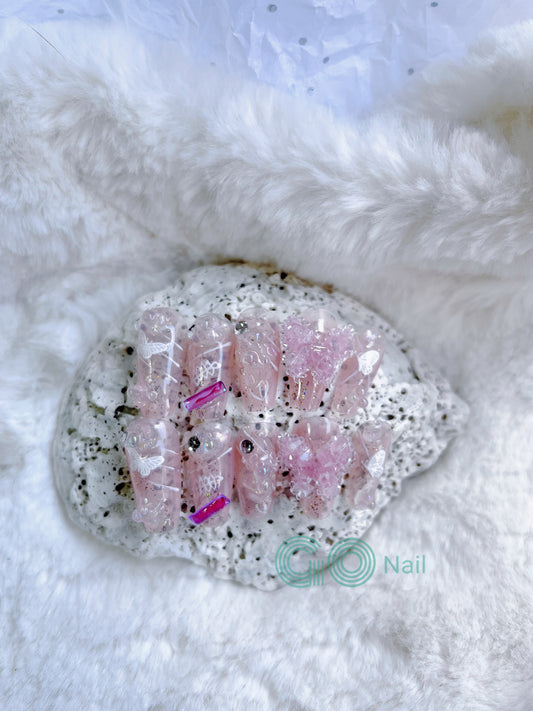 Crystal butterfly press on nails