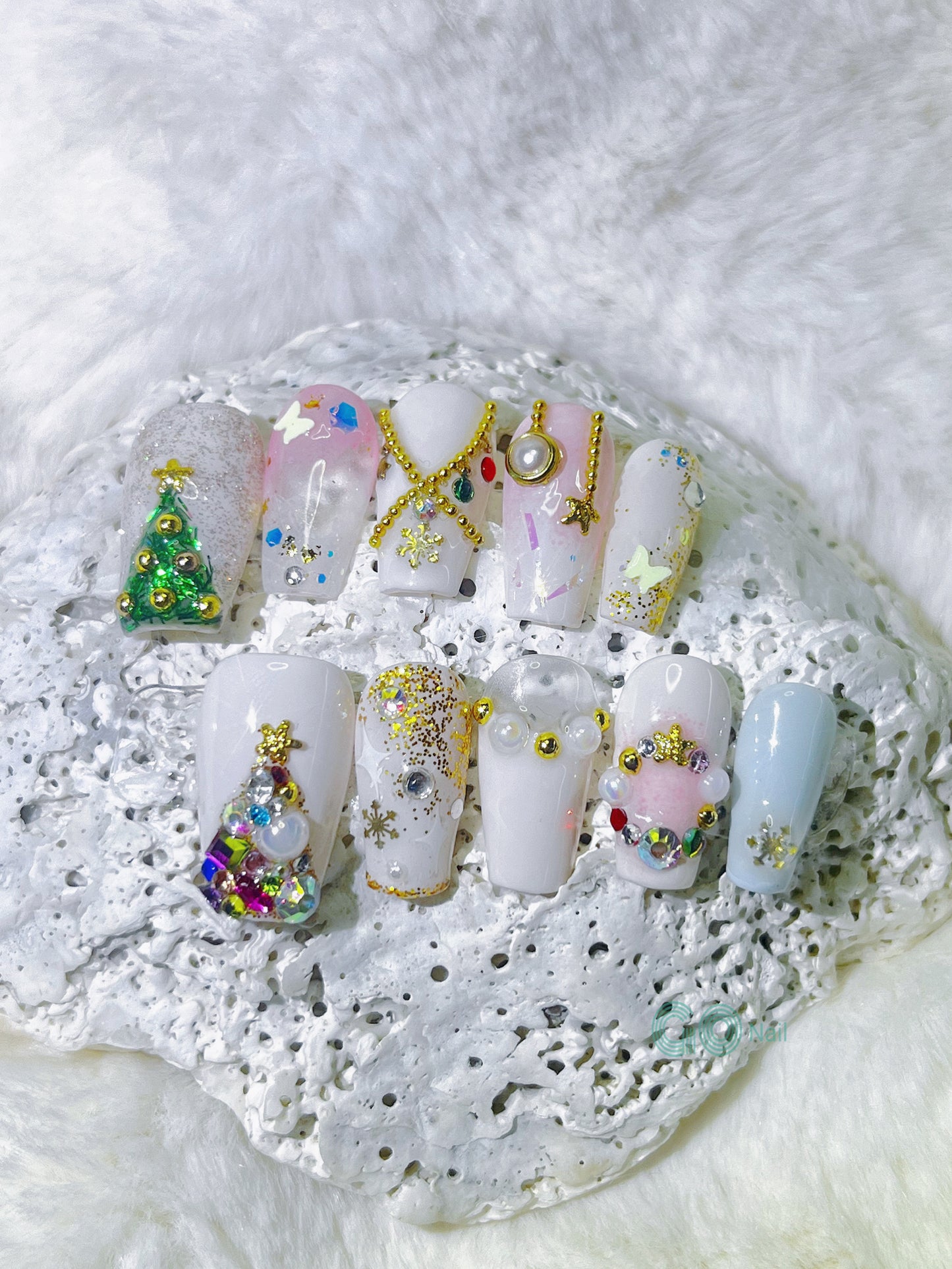 Christmas tree press on nails