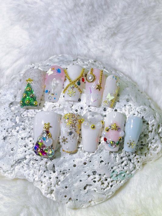 Christmas tree press on nails