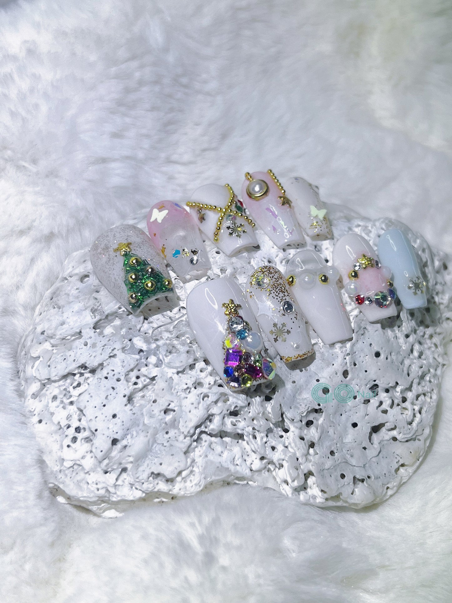 Christmas tree press on nails
