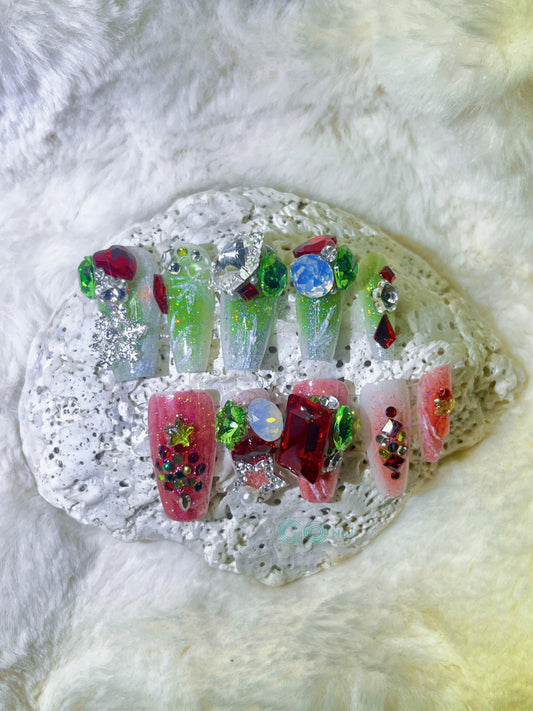 Christmas special sparkle press on nails