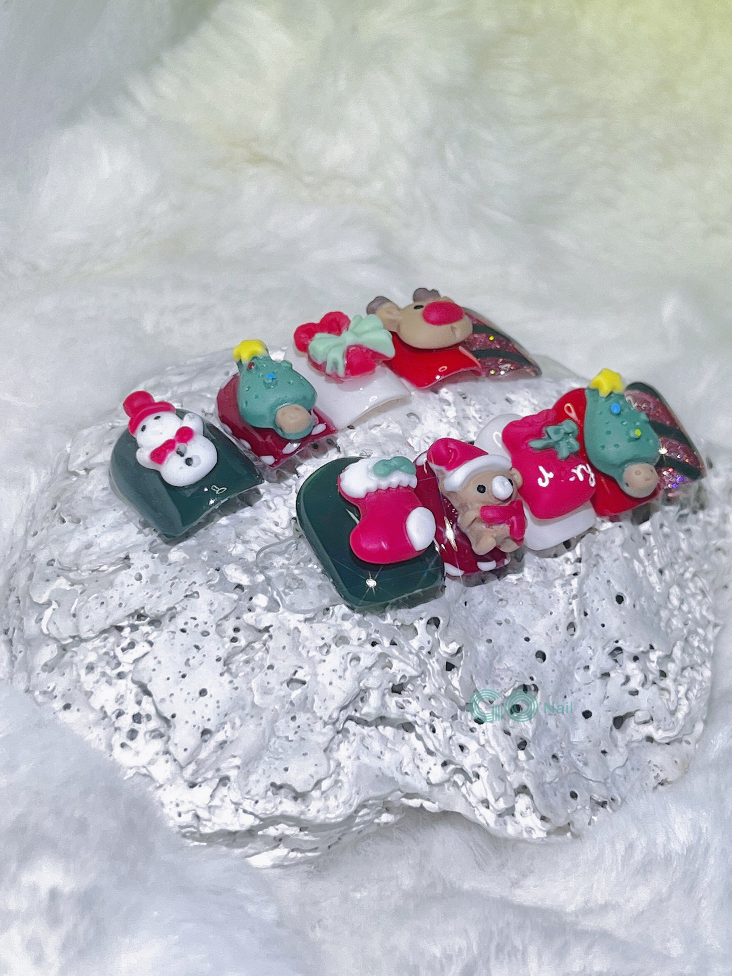 Christmas fun kids press on nails