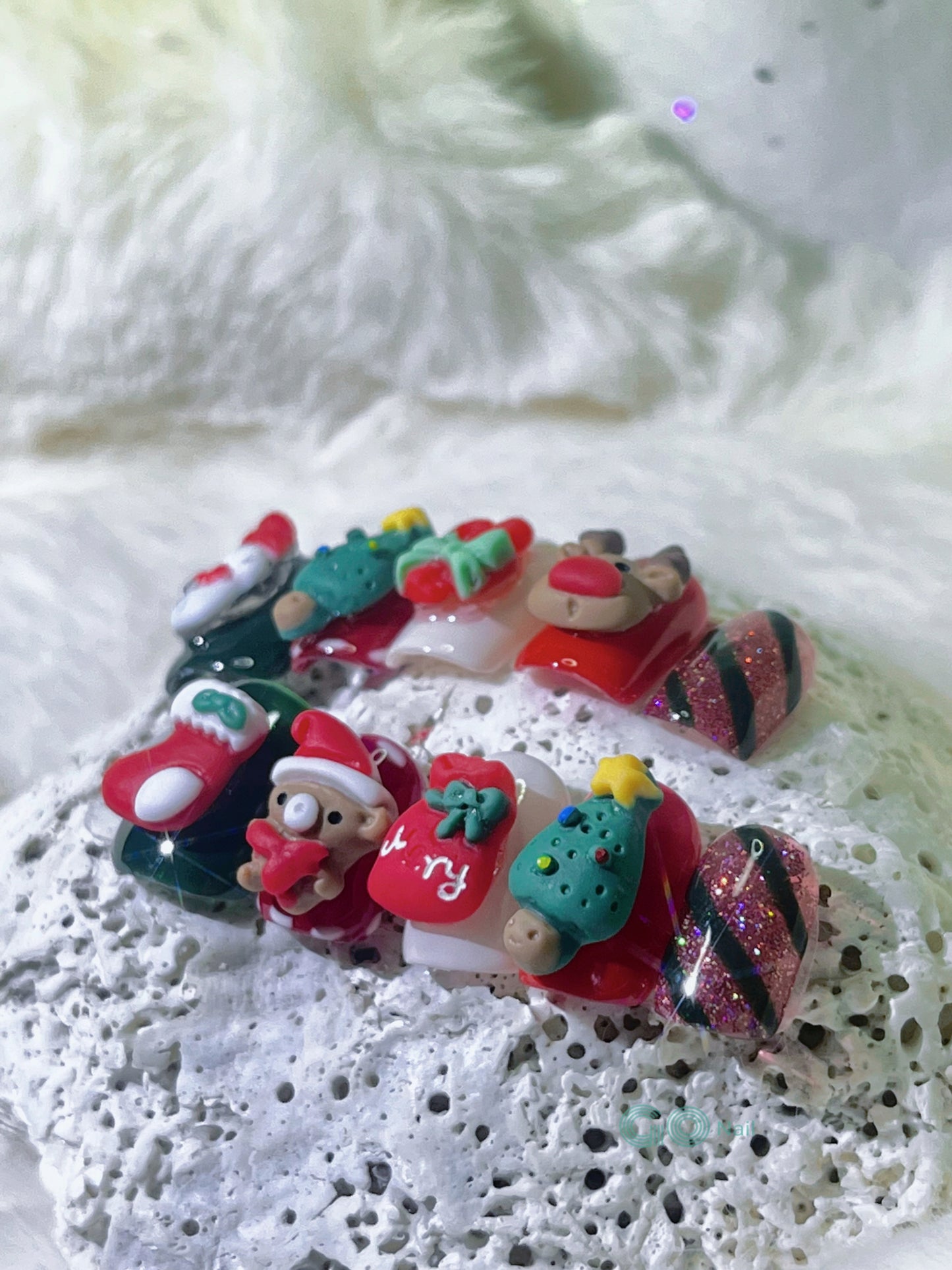 Christmas fun kids press on nails